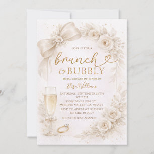 Brunch und Champagner Hochzeitsdusche Ivory Einladung