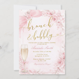 Brunch und Champagner Rosa Brautparty Einladung