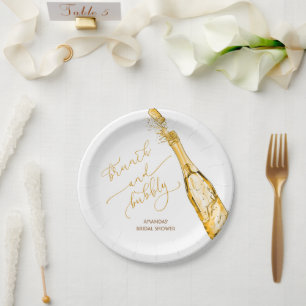 Brunch und Glanz Goldene Brautparty Pappteller