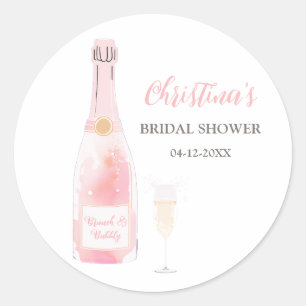 Brunch und prickelndem Champagner Brautabschied Runder Aufkleber