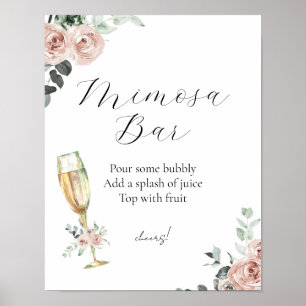 Brunch und Prickelndes Blumiges Mimosa-Bar-Schild Poster