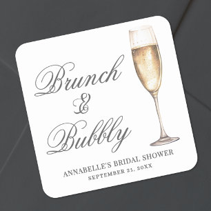 Brunch und Sekt Junggesellinnenabschied Quadratischer Aufkleber