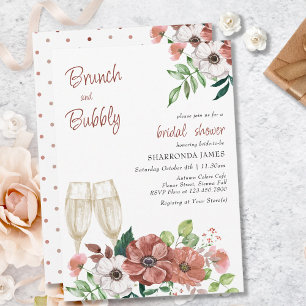 Brunch und Sprudel Herbstblumen Brautparty Einladung