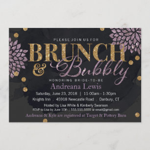 Brunch und sprudelnde Glitzerwatercolor-Dusche Einladung