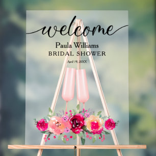 Brunch und Sprudelndes Florales Brautbad Acrylschild