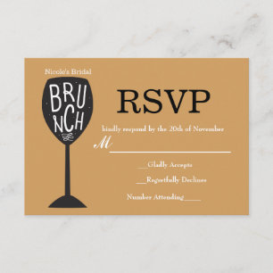 BRUNCH Wine Glass JEDE FARBE & EVENT RSVP Karte