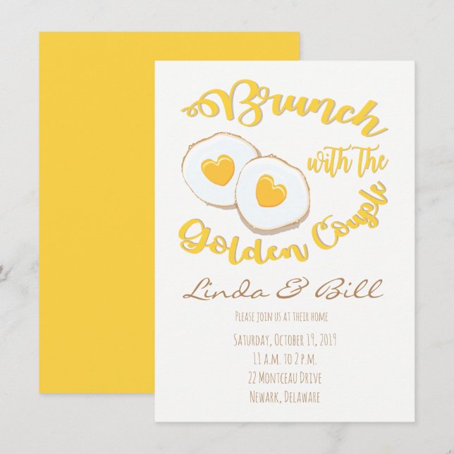 Brunch with the Golden Couple Anniversary Einladung (Vorne/Hinten)