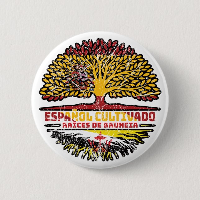 Brunei Bruneianisch Spanisch Spanien Baumwurzeln F Button (Vorderseite)