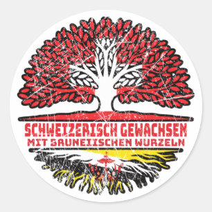 Brunei Bruneiisch Schweizer Schweiz Baum Wurzel Runder Aufkleber