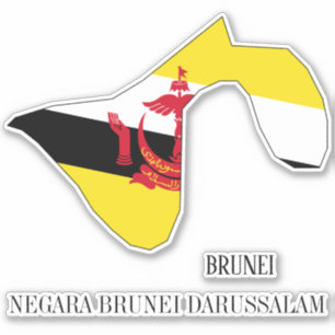Brunei Flag Charming Patriotic Map Aufkleber
