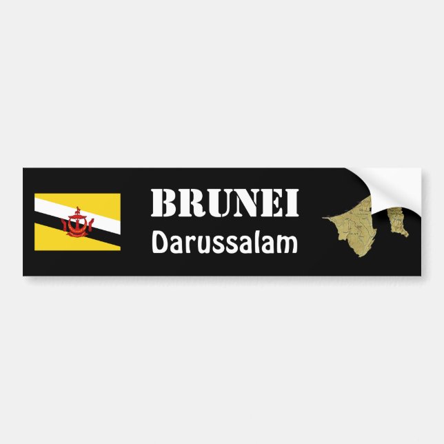 Brunei Flag + Map Autoaufkleber (Vorne)