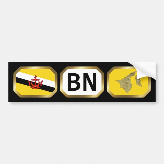 Brunei Flag Map Code Autoaufkleber (Vorne)