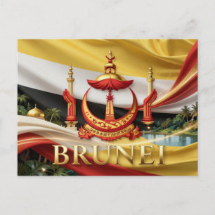 BRUNEI-Flagge Reiseerbe Postkarte
