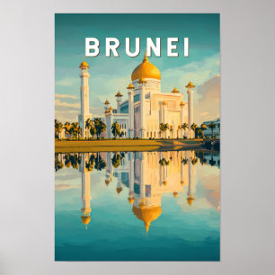 Brunei Illustration Reise Kunst Vintage Poster