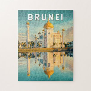 Brunei Illustration Travel Art Vintag