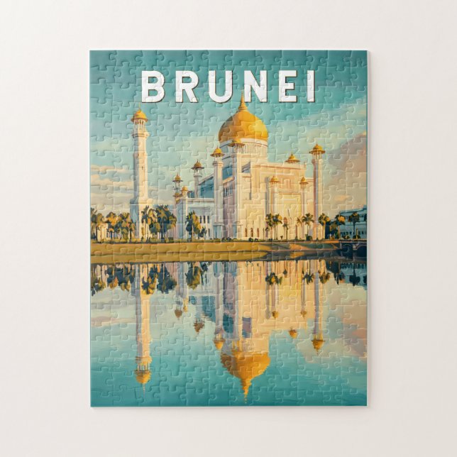 Brunei Illustration Travel Art Vintag (Vertikal)