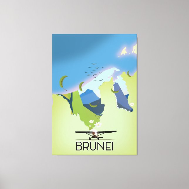 Brunei Map Reiseplakat Leinwanddruck (Vorderseite)