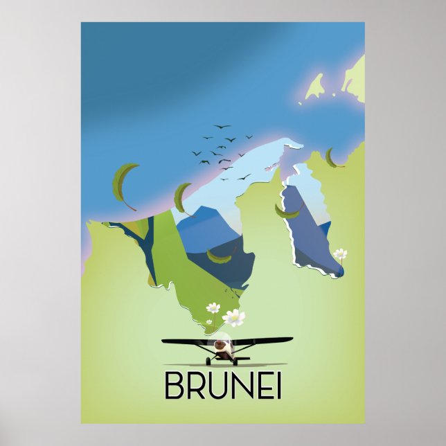 Brunei Map Reiseplakat Poster (Vorne)