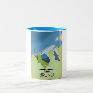 Brunei Map Reiseplakat Zweifarbige Tasse