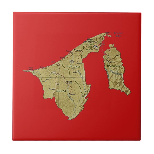 Brunei Map Tile Fliese (Vorderseite)