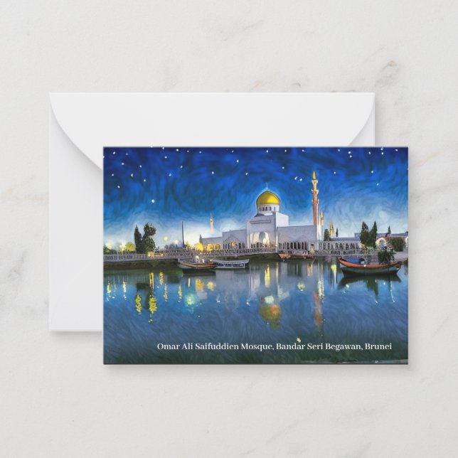 Brunei-Moschee auf der Eid-Mubarak-Karte Mitteilungskarte (Vorderseite)