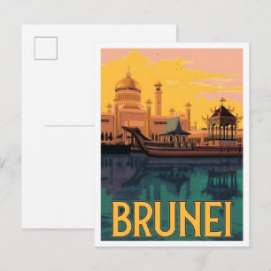 Brunei Vintage Art Reise Postkarte
