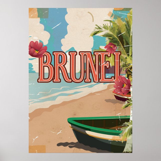 Brunei Vintage Reise Poster Kunst. (Vorne)