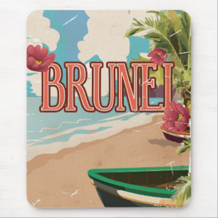 Brunei Vintage Reise Poster Kunst. Mousepad