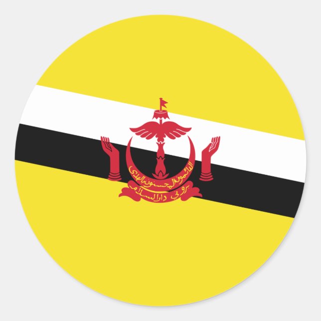 Bruneische Flagge, Flagge von Brunei Runder Aufkleber (Vorderseite)