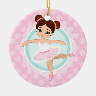 Brünett Ballerina - Rosa Balletttänzerin Girl Keramik Ornament