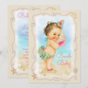 Brünett Beach Baby Conch Muschel Babydusche Einladung