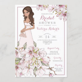 Brünett Bridge Floral Brautparty Einladung