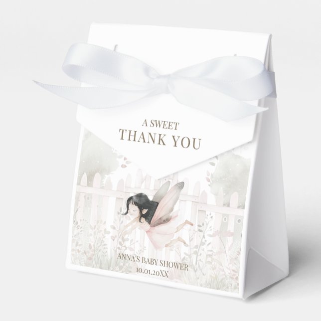 Brünett Fairy Baby Dusche Vielen Dank Geschenkschachtel (Vorderseite)