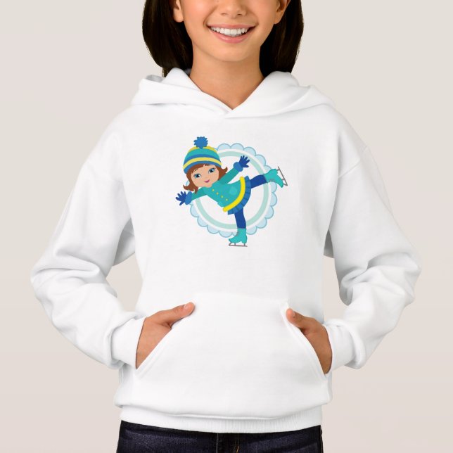 Brünett Ice Skater - Winter Sports Skaten Hoodie (Vorderseite)