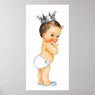 Brünett Prince Baby Dusche Poster