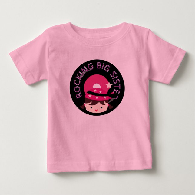Brünett Rocking Big Sister Baby T-shirt (Vorderseite)