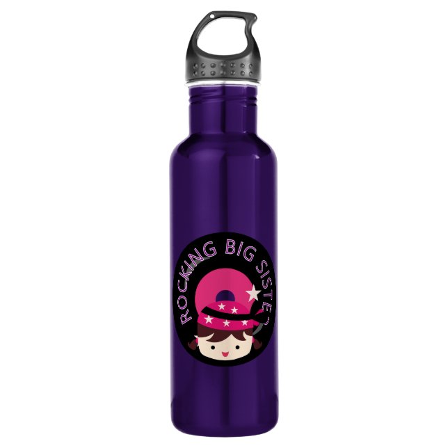Brünett Rocking Big Sister Trinkflasche (Vorderseite)