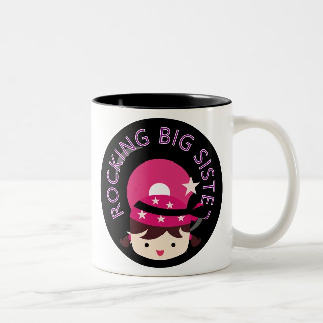 Brünett Rocking Big Sister Zweifarbige Tasse (Rechts)
