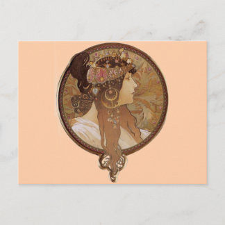 Brünett von Alphonse Mucha Postkarte