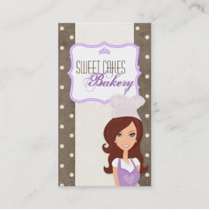 Brünette Baker Lila Bake Cup Cakes Business Card Visitenkarte