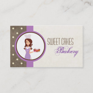 Brünette Baker Lila Bake Cup Cakes Business Card Visitenkarte