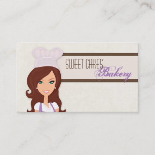 Brünette Baker Lila Bake Cup Cakes Business Card Visitenkarte
