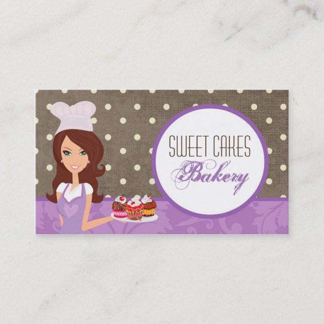 Brunette Baker Purple Brow Cakes Carte de visite (Devant)