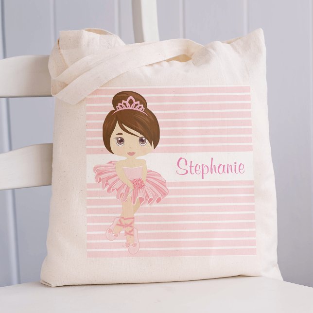 Brünette Ballerina Zwei-Seiten-Tote-Tasche Tragetasche (Von Creator hochgeladen)