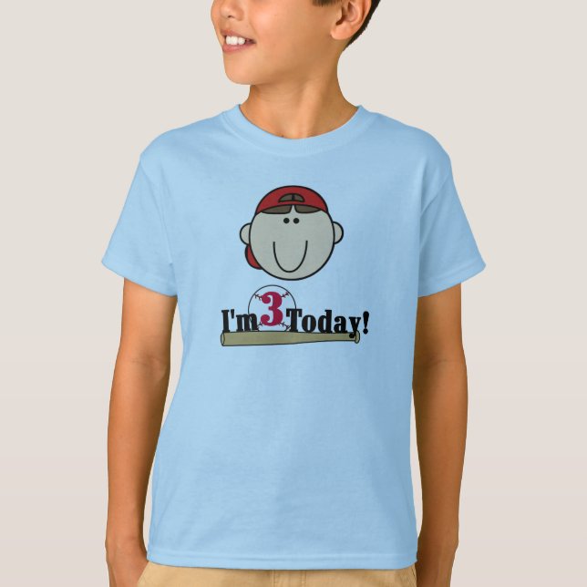 Brunette Boy Baseball 3e Anniversaire Tshirts (Devant)