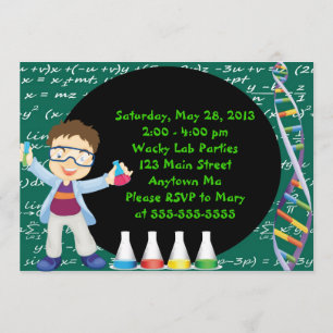 Brunette Boy Scientifique Invitation à la fête d'a