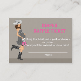 Brünette Cowgirl Baby Dusche Windeln Raffelscheine Begleitkarte