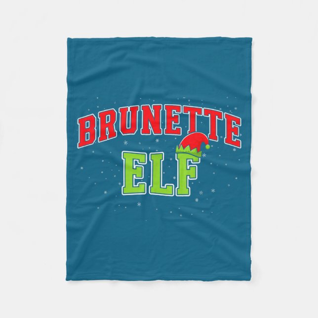 Brunette Elf Christmas Family Matching Group Xmas  Fleecedecke (Vorderseite)
