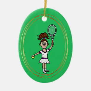 Brunette Femme Joueuse de tennis Ornement de Noël