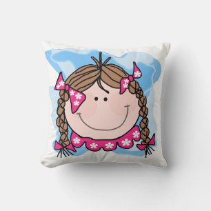 Brunette Fille avec Coussin de tresses